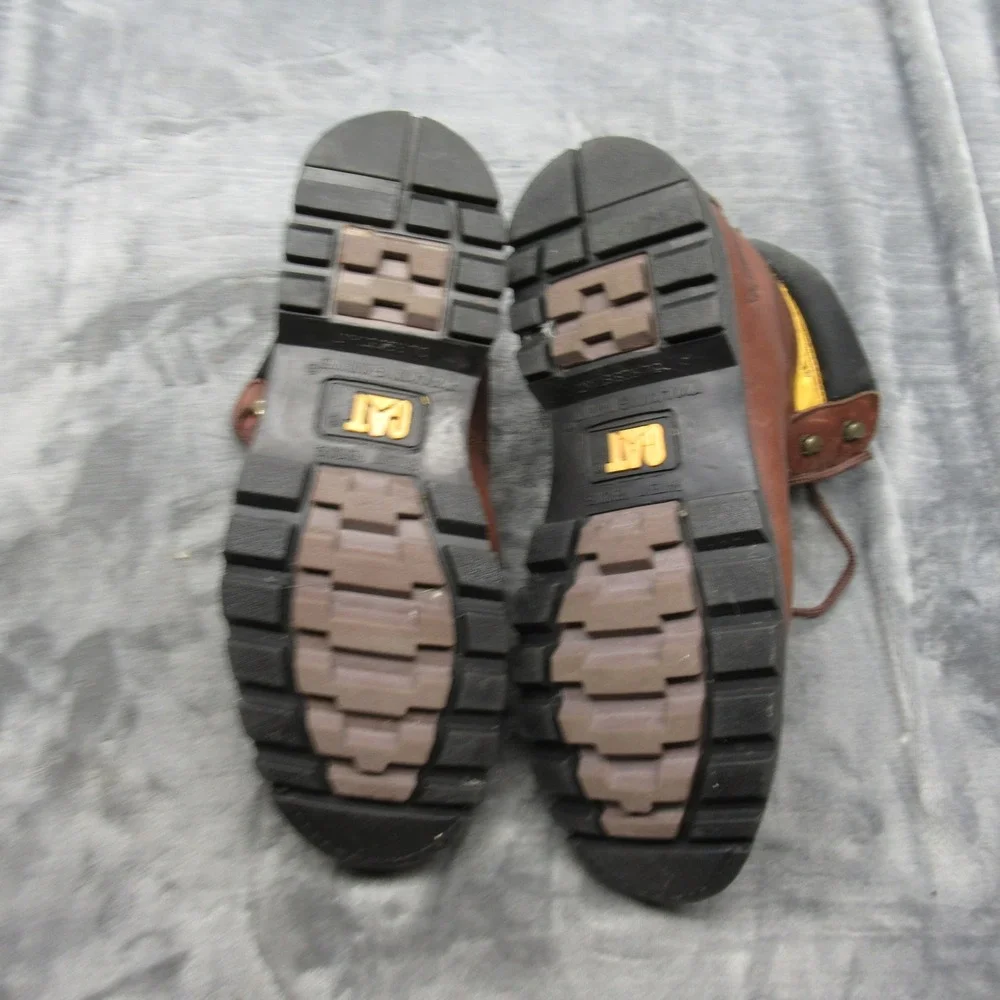 Caterpillar Work Boots Mens 11M Brown Steel Toe Leather Second Shift Lace‎ Up